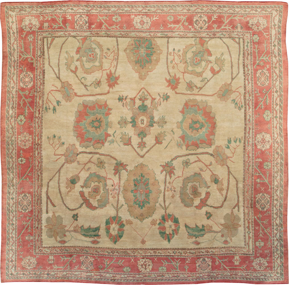 Antique Turkish Oushak Large Square Carpet, No.28496 - Gss
