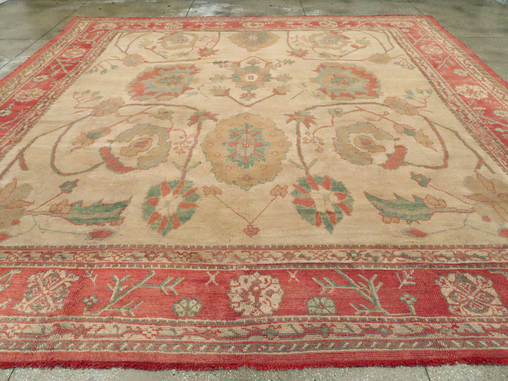 Antique Turkish Oushak Large Square Carpet, No.28496 - Gss