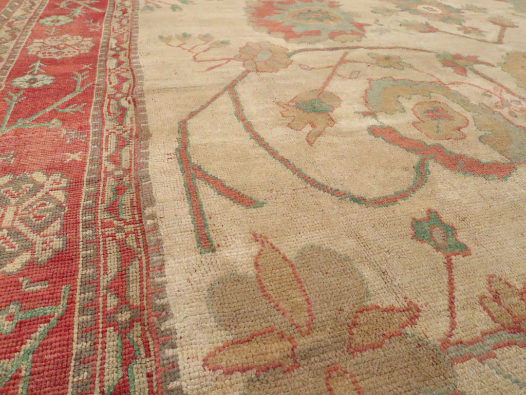 Antique Turkish Oushak Large Square Carpet, No.28496 - Gss