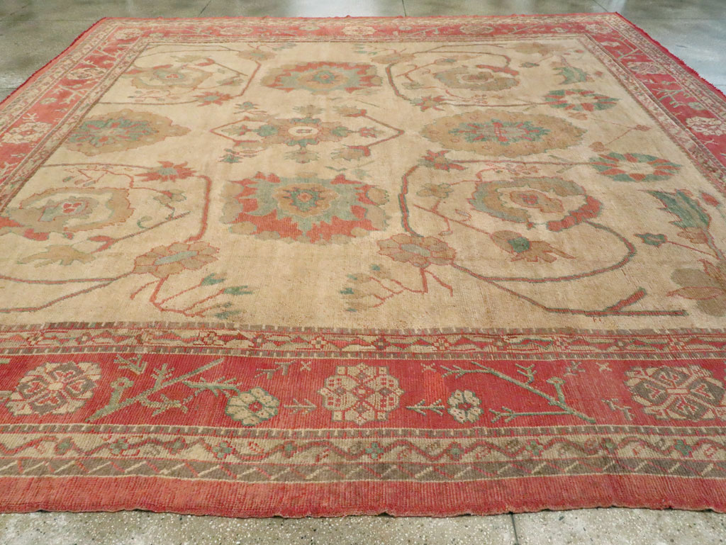 Antique Turkish Oushak Large Square Carpet, No.28496 - Gss