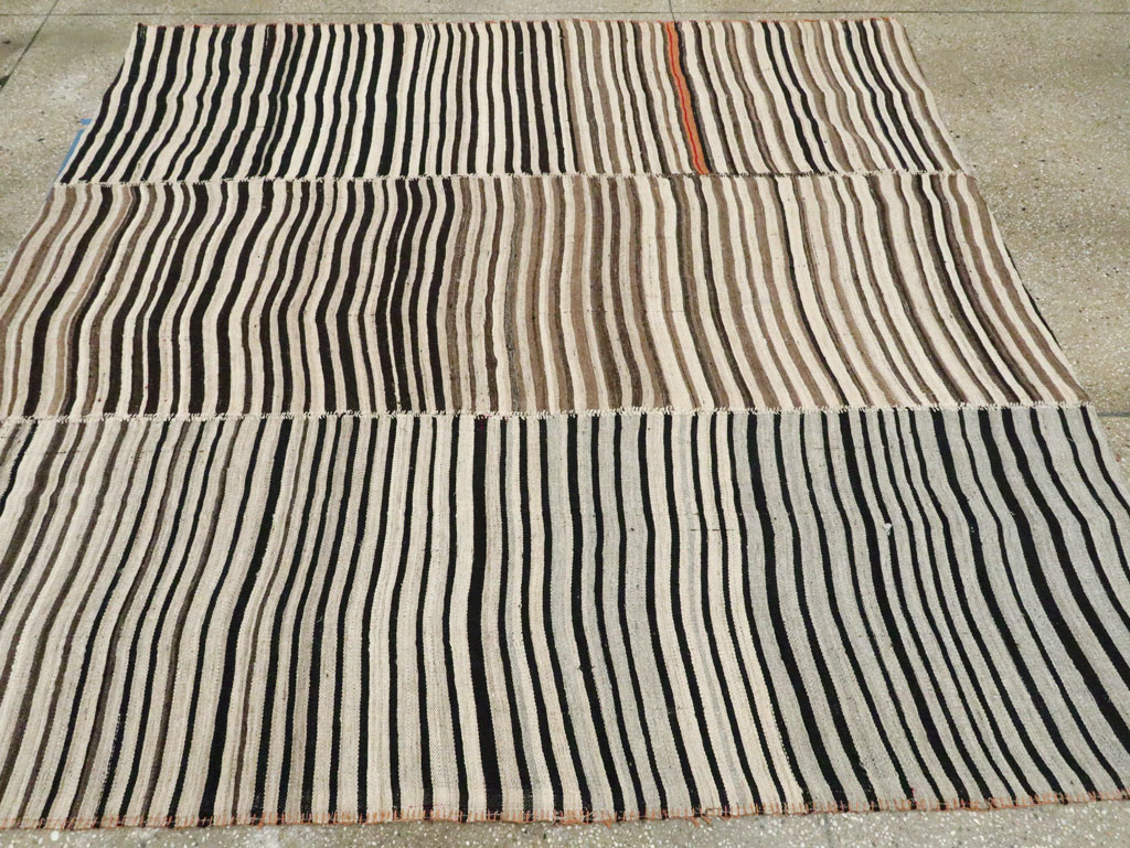 Vintage Persian Flatweave Kilim Square Accent Carpet, No.28507 - Gss