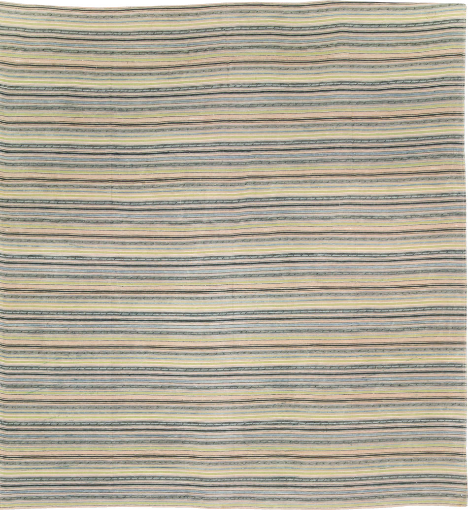 Vintage Persian Flatweave Kilim Square Accent Carpet, No.28512 - Gss