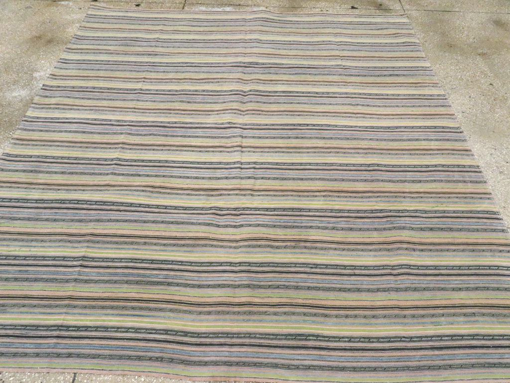 Vintage Persian Flatweave Kilim Square Accent Carpet, No.28512 - Gss