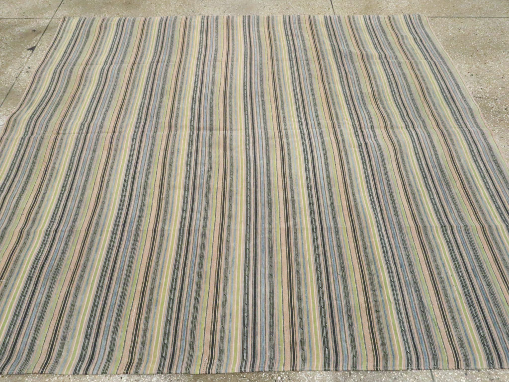 Vintage Persian Flatweave Kilim Square Accent Carpet, No.28512 - Gss