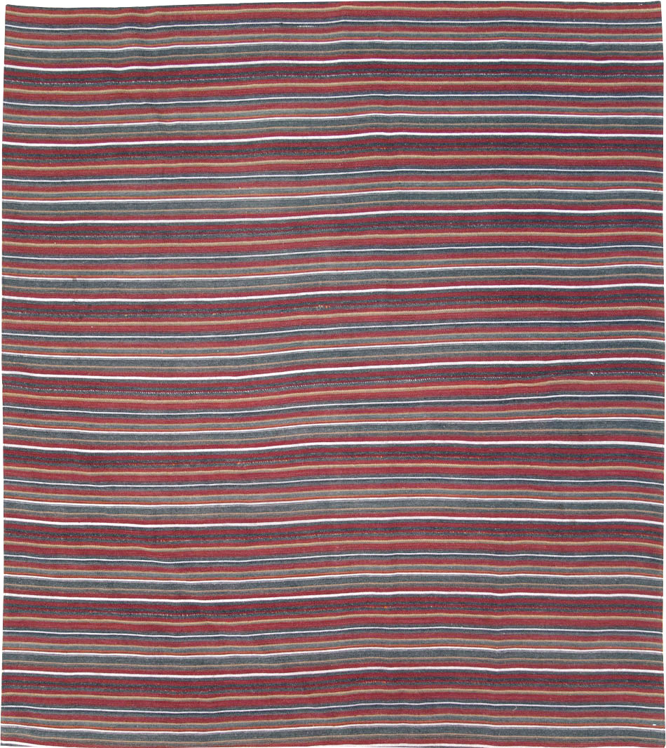 Vintage Persian Flatweave Kilim Square Accent Carpet, No.28515 - Gss