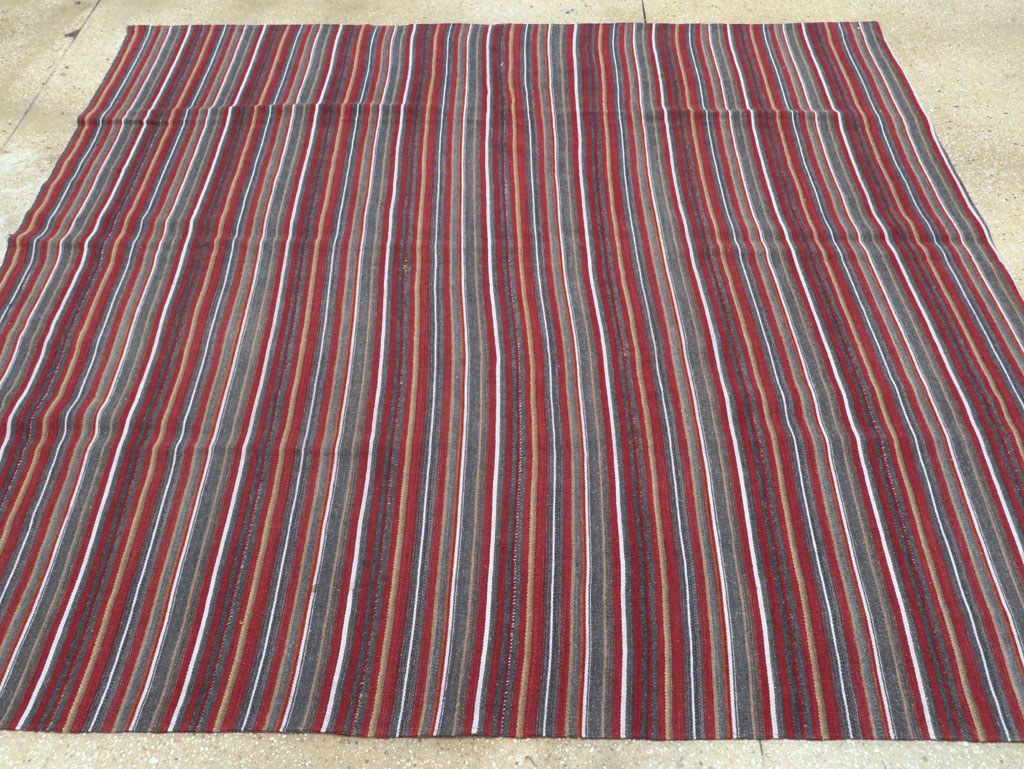 Vintage Persian Flatweave Kilim Square Accent Carpet, No.28515 - Gss