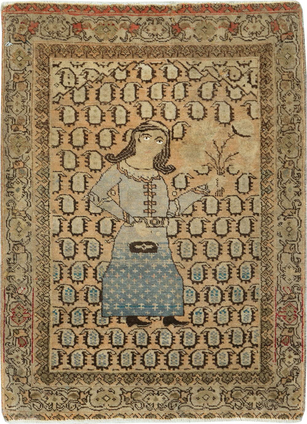 Antique Persian Tabriz Pictorial Rug, No.28553 - Gss
