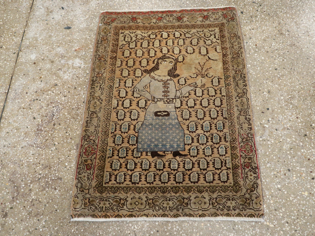 Antique Persian Tabriz Pictorial Rug, No.28553 - Gss