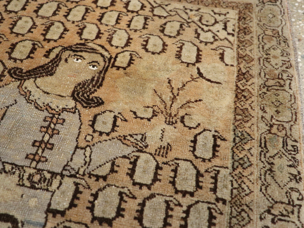 Antique Persian Tabriz Pictorial Rug, No.28553 - Gss