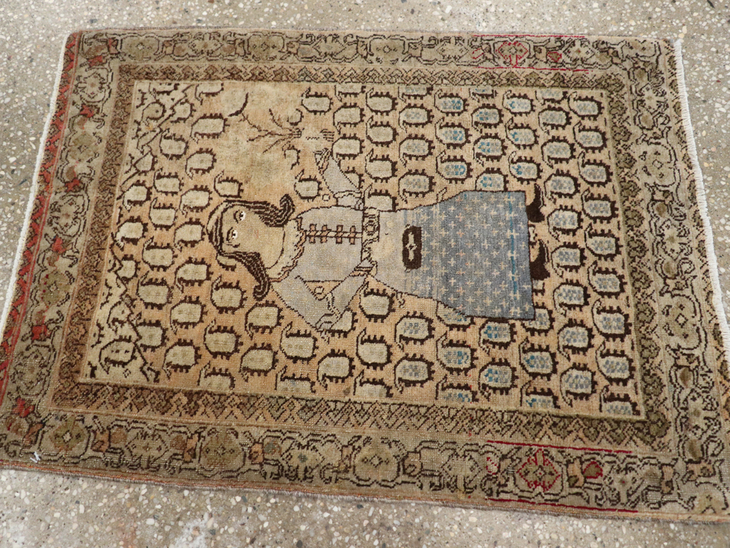 Antique Persian Tabriz Pictorial Rug, No.28553 - Gss