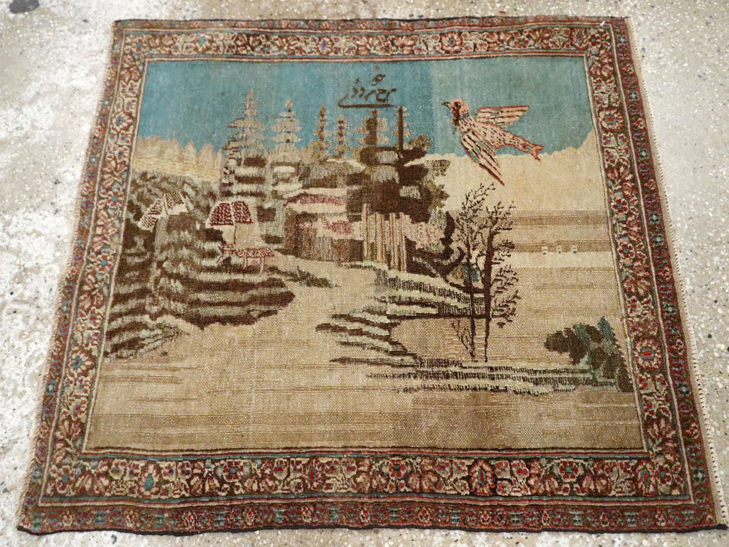 Vintage Persian Tabriz Pictorial Rug, No.28554 - Gss