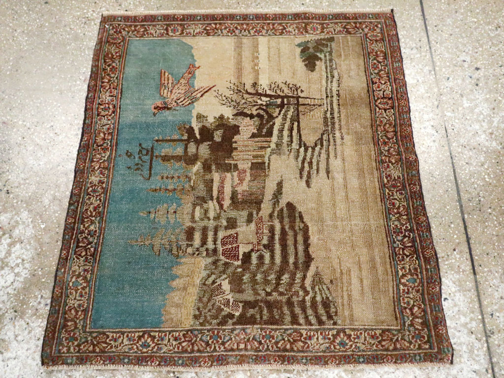 Vintage Persian Tabriz Pictorial Rug, No.28554 - Gss