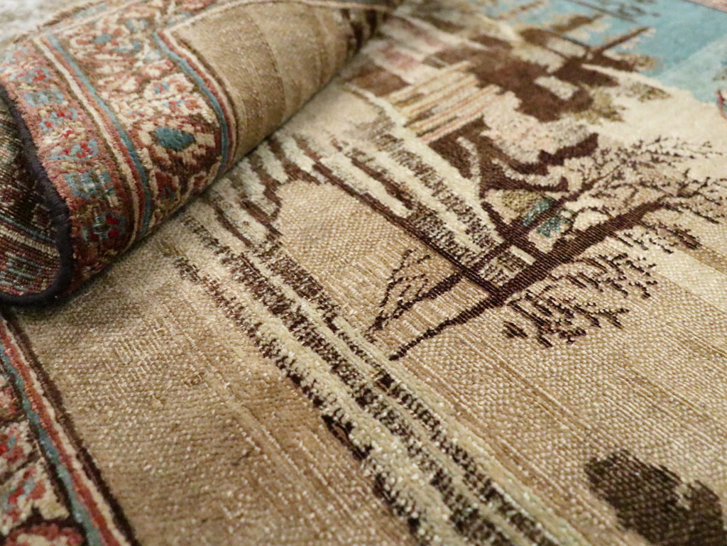 Vintage Persian Tabriz Pictorial Rug, No.28554 - Gss