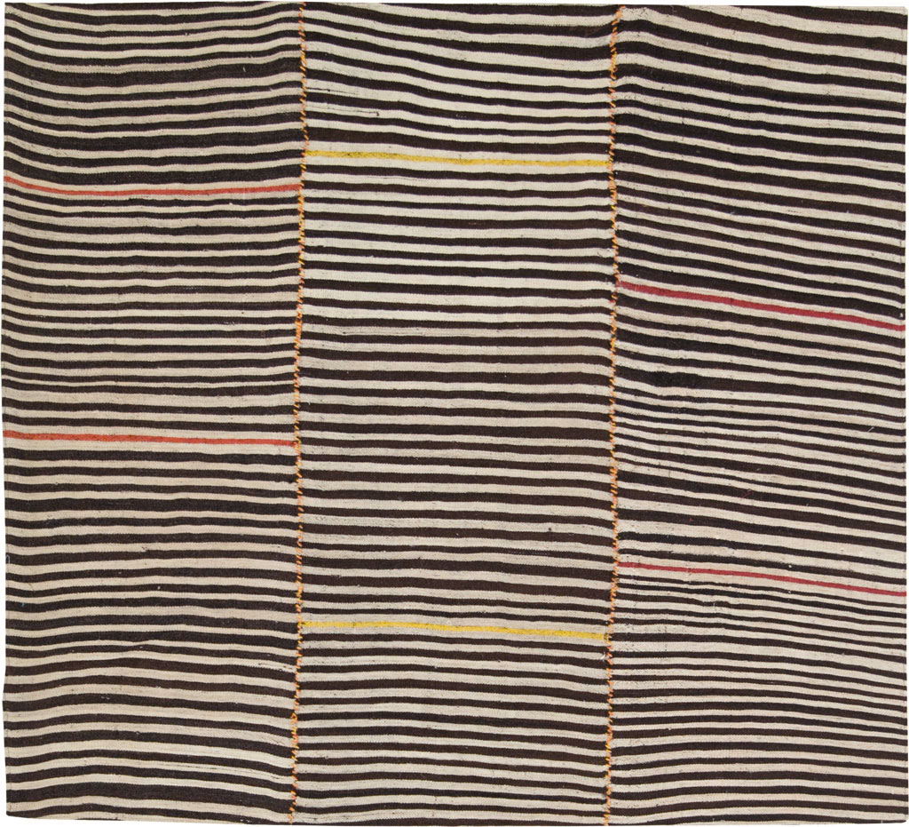 Vintage Persian Flatweave Kilim Square Accent Rug, No.28557 - Gss