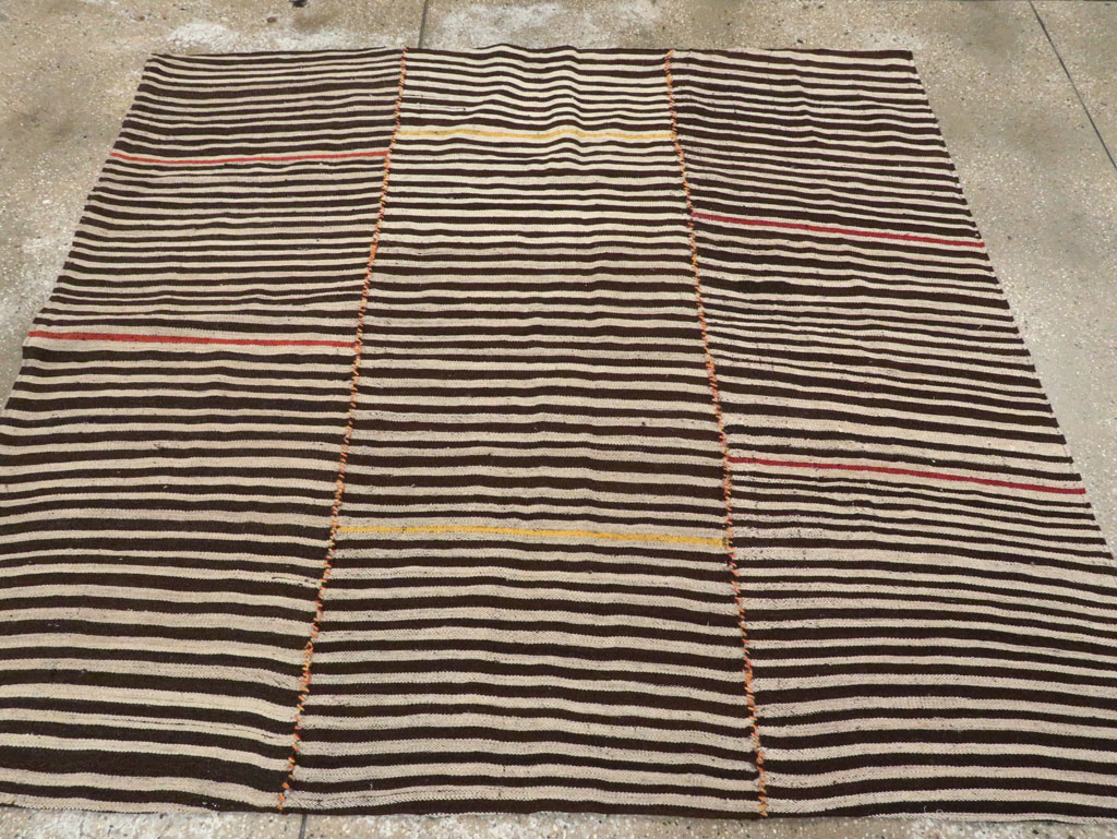 Vintage Persian Flatweave Kilim Square Accent Rug, No.28557 - Gss