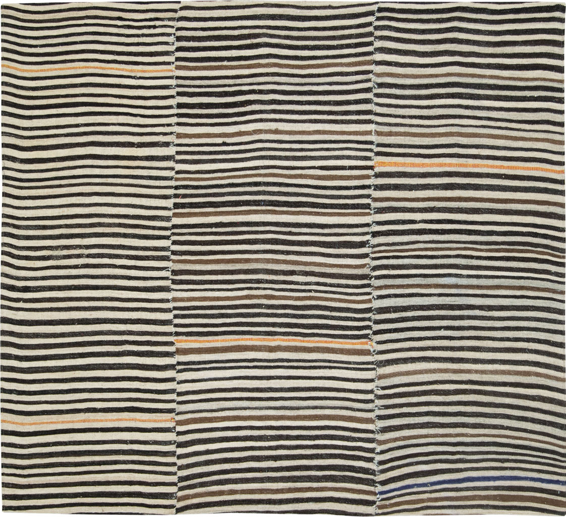 Vintage Persian Flatweave Kilim Square Accent Rug, No.28558 - Gss