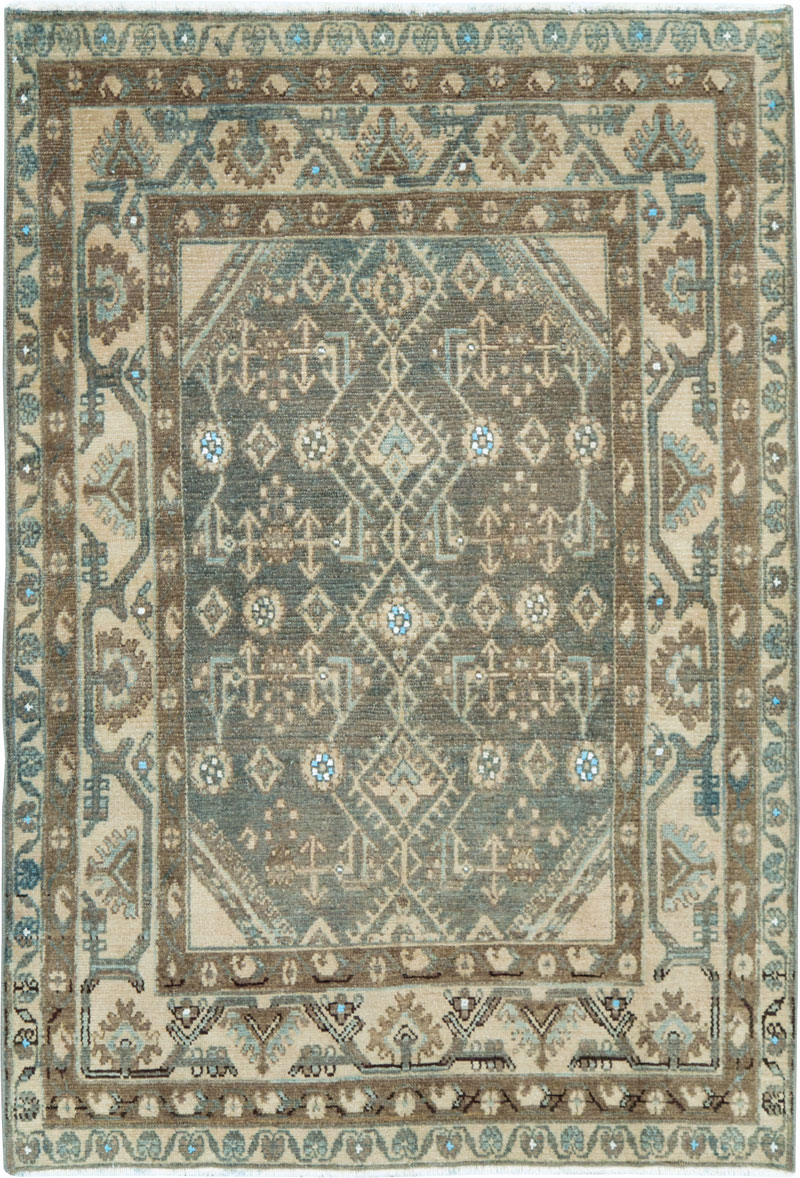 Vintage Persian Malayer Throw Rug, No.28592 - Gss