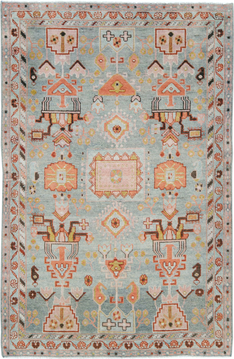 Vintage Persian Malayer Throw Rug, No.28595 - Gss