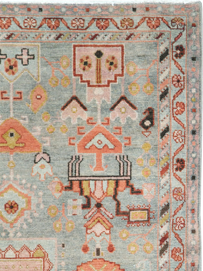 Vintage Persian Malayer Throw Rug, No.28595 - Gss