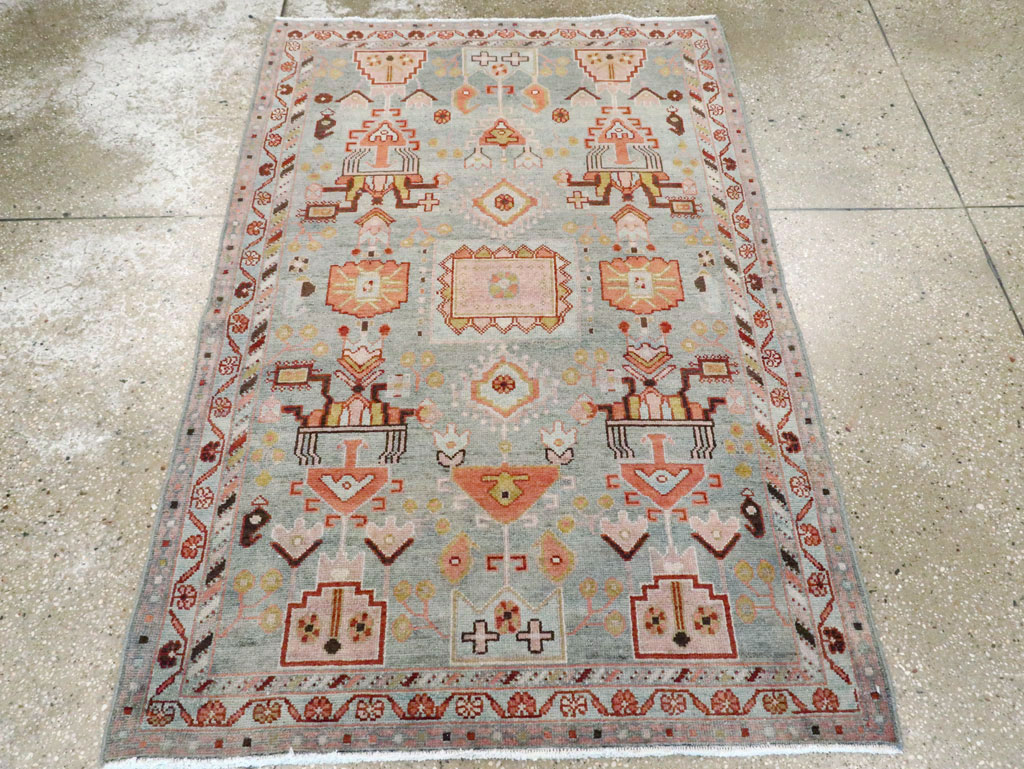 Vintage Persian Malayer Throw Rug, No.28595 - Gss