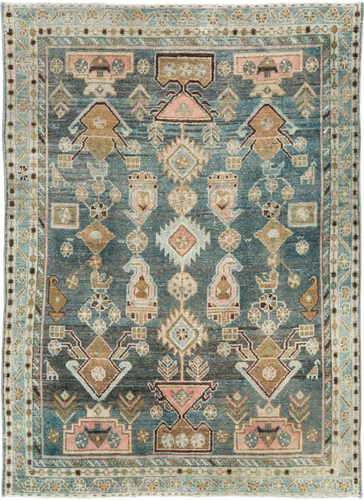 Vintage Persian Malayer Throw Rug, No.28606 - Gss