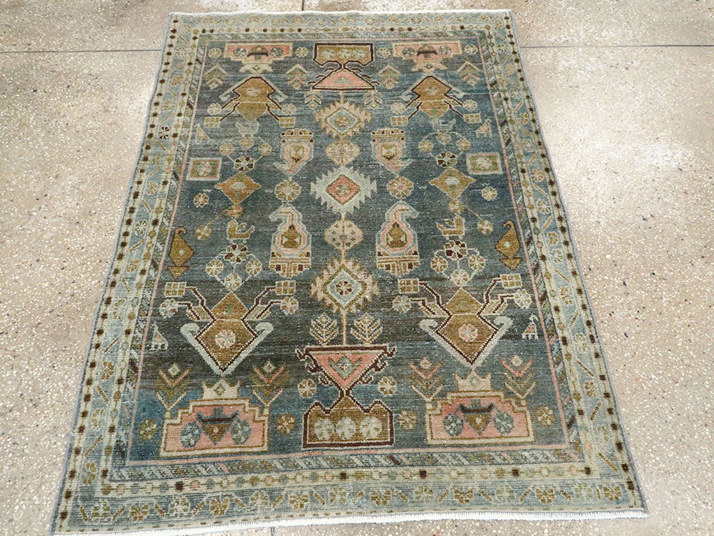 Vintage Persian Malayer Throw Rug, No.28606 - Gss
