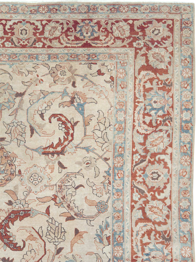 Antique Persian Tabriz Room Size Carpet, No.28783 - Gss