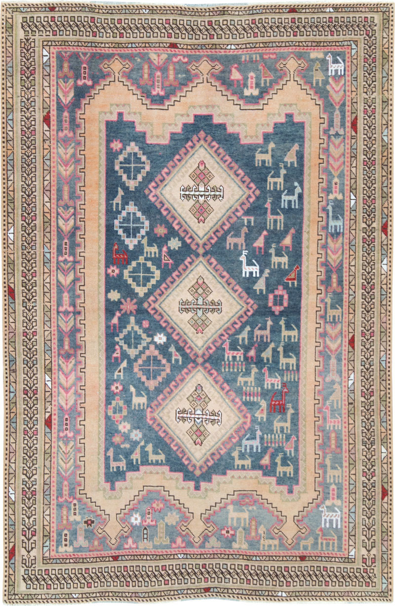Vintage Persian Afshar Accent Rug, No.28862 - Gss