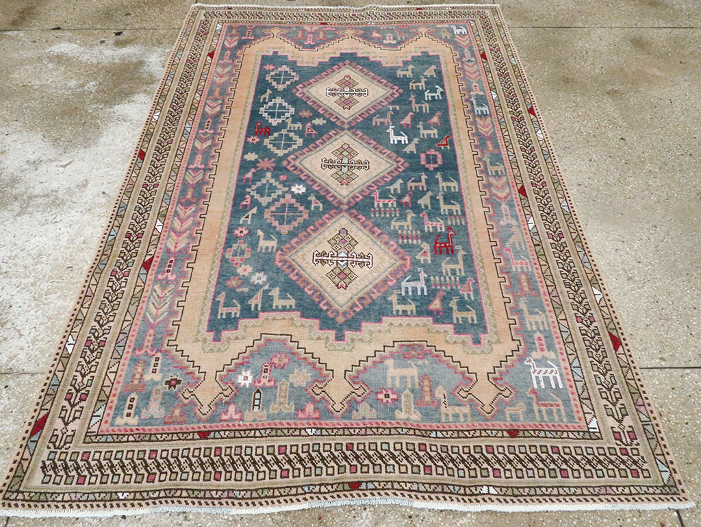 Vintage Persian Afshar Accent Rug, No.28862 - Gss