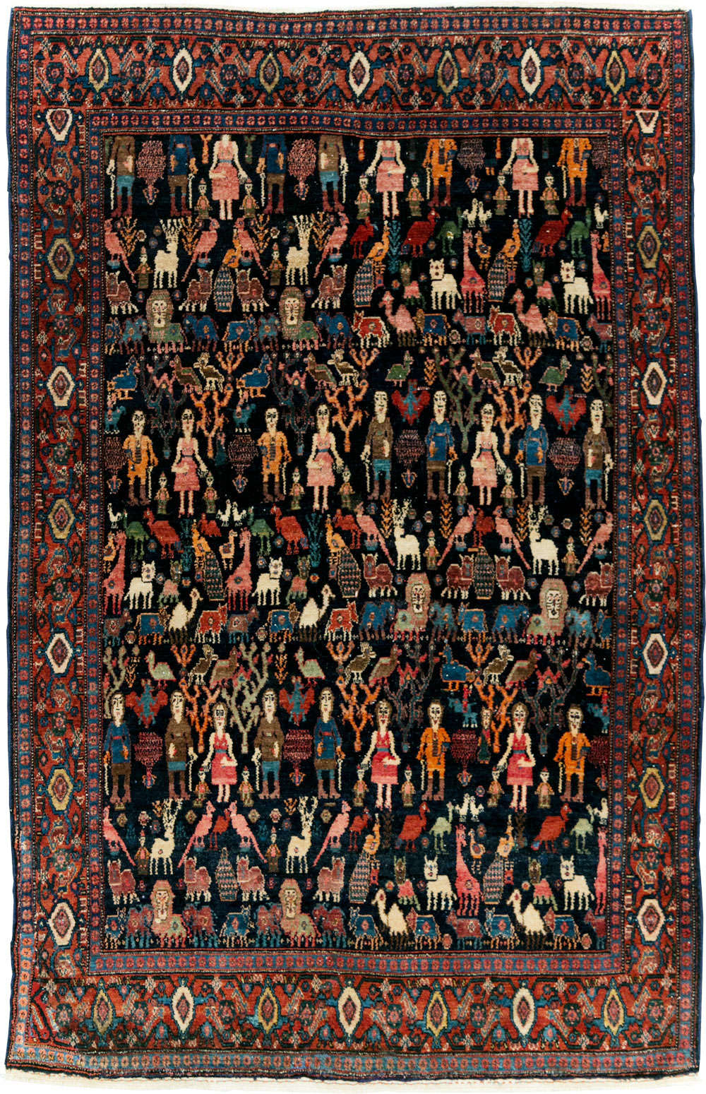 Antique Persian Senneh Malayer Pictorial Rug, No.28880 - Gss
