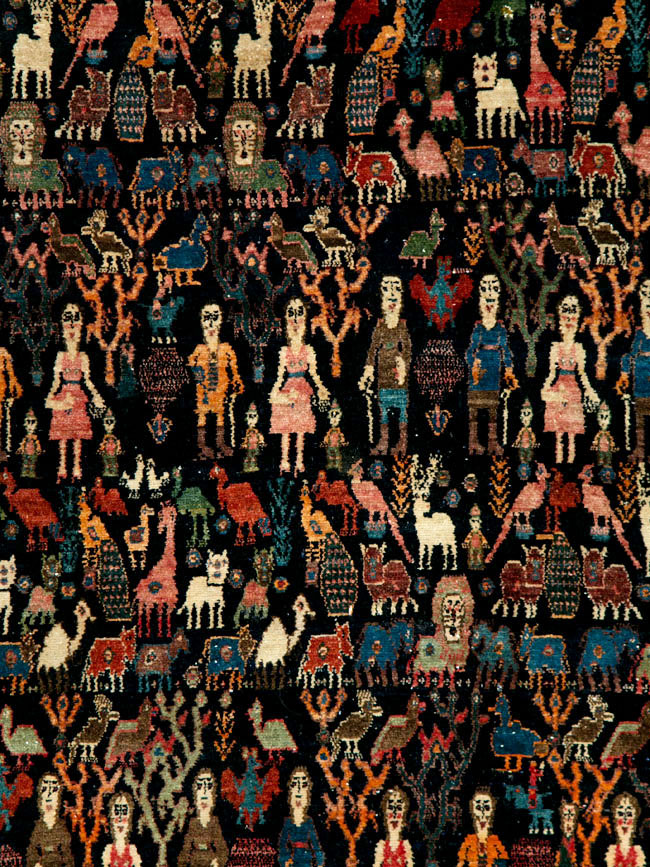 Antique Persian Senneh Malayer Pictorial Rug, No.28880 - Gss