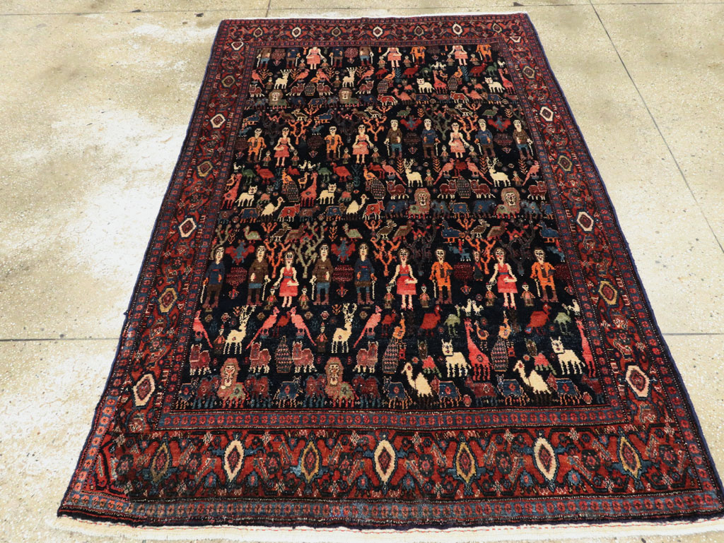 Antique Persian Senneh Malayer Pictorial Rug, No.28880 - Gss