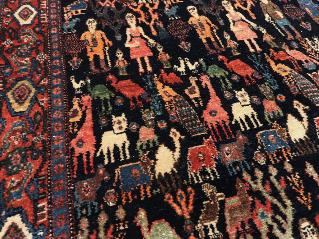 Antique Persian Senneh Malayer Pictorial Rug, No.28880 - Gss