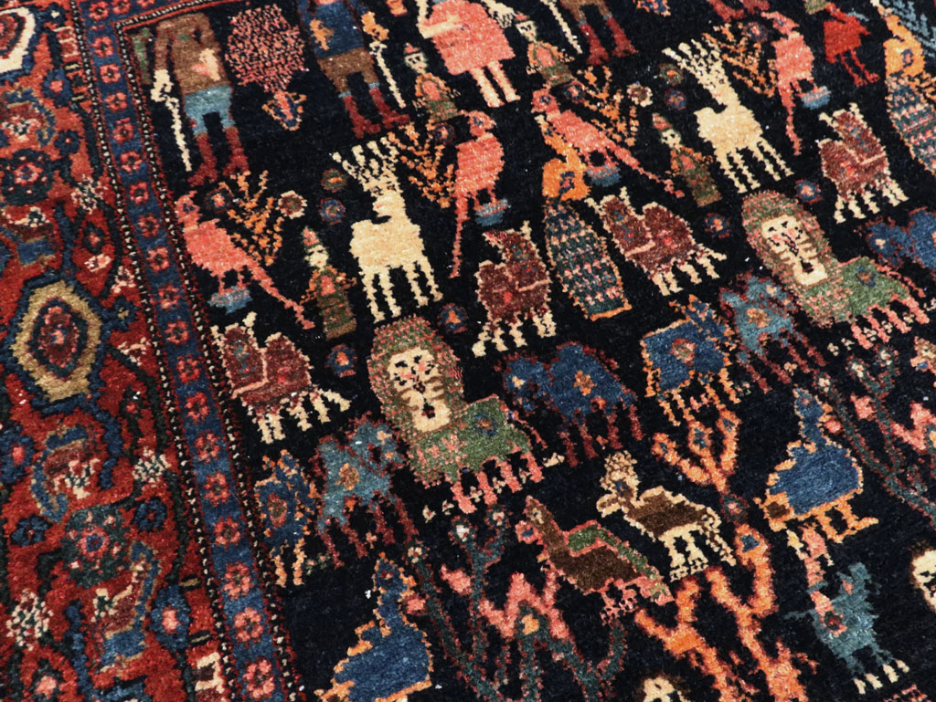 Antique Persian Senneh Malayer Pictorial Rug, No.28880 - Gss