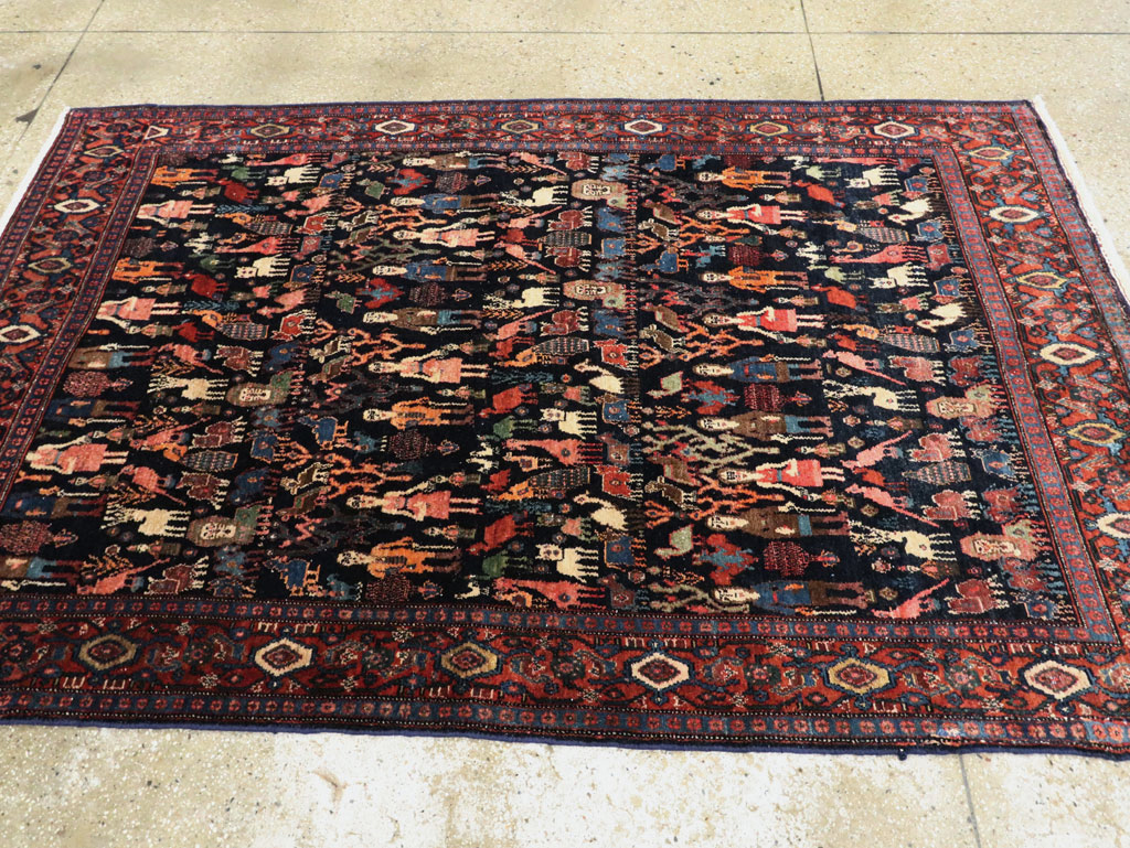 Antique Persian Senneh Malayer Pictorial Rug, No.28880 - Gss