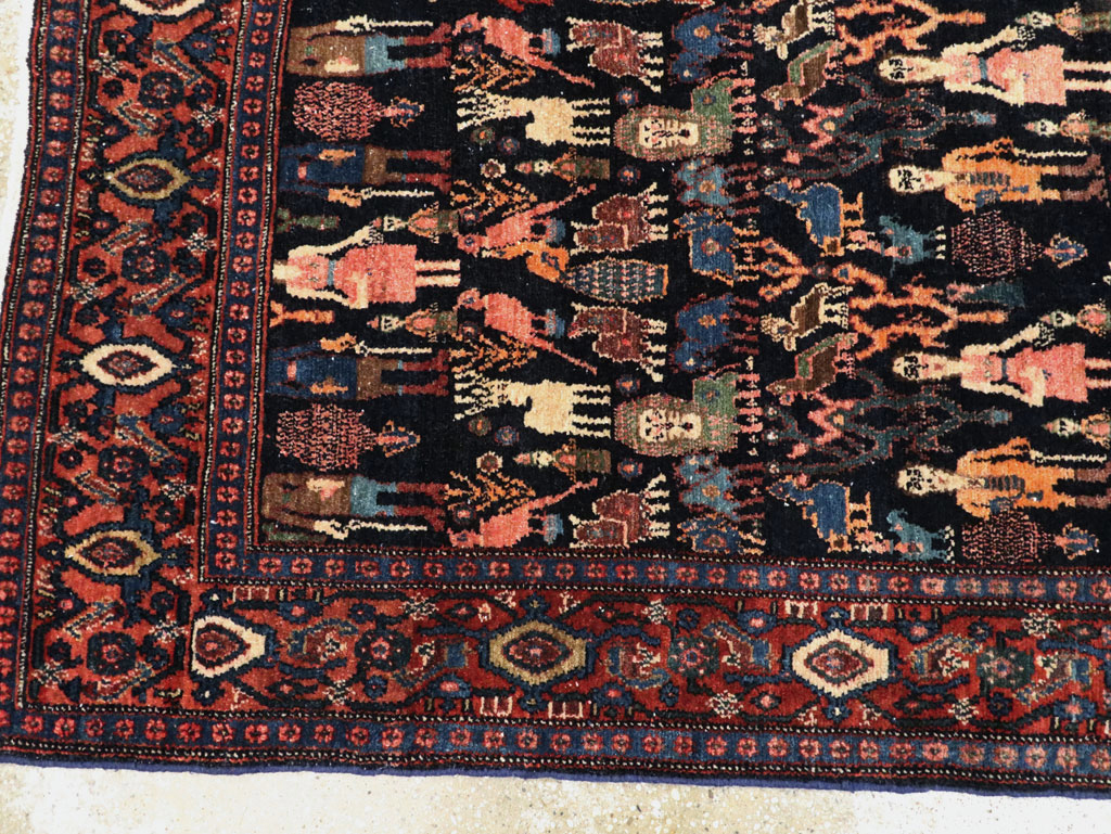 Antique Persian Senneh Malayer Pictorial Rug, No.28880 - Gss