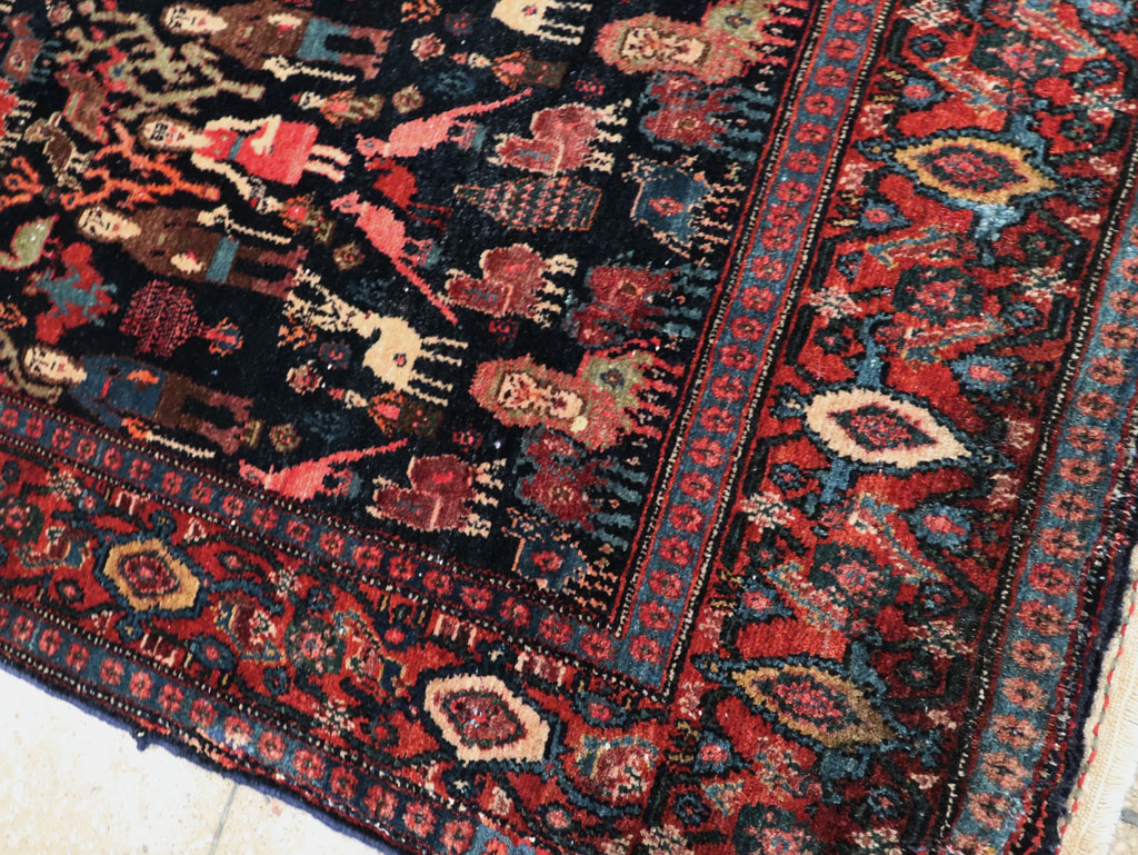 Antique Persian Senneh Malayer Pictorial Rug, No.28880 - Gss