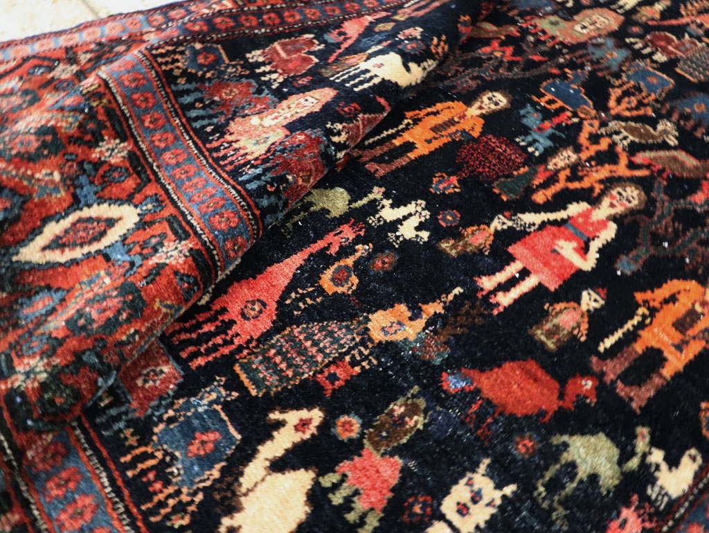 Antique Persian Senneh Malayer Pictorial Rug, No.28880 - Gss