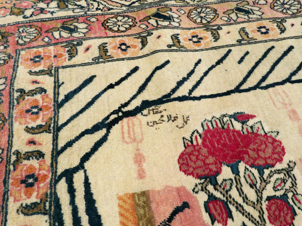 Antique Persian Lavar Kerman Pictorial Rug, No.28884 - Gss