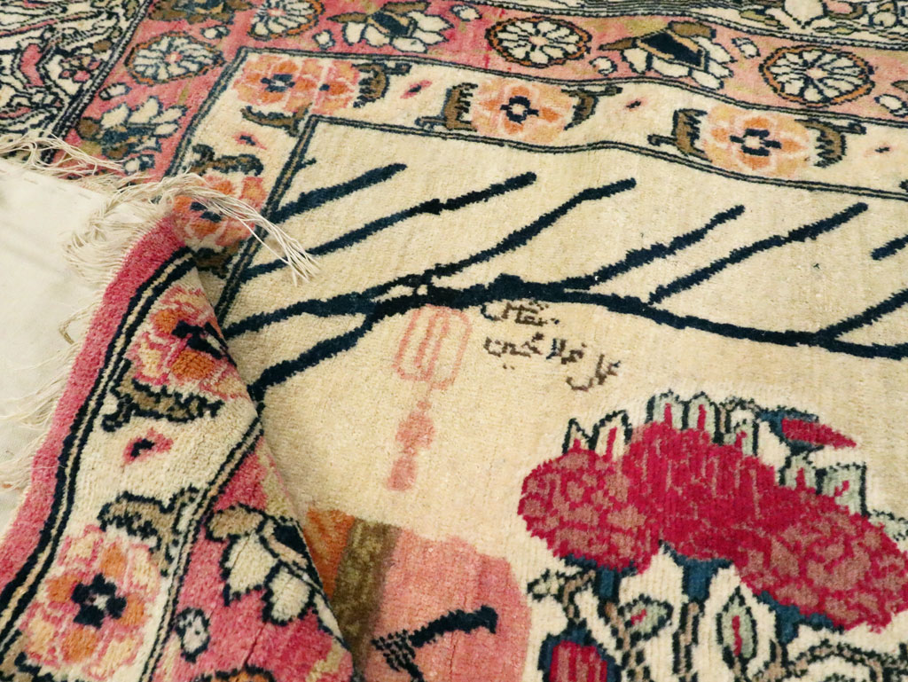 Antique Persian Lavar Kerman Pictorial Rug, No.28884 - Gss