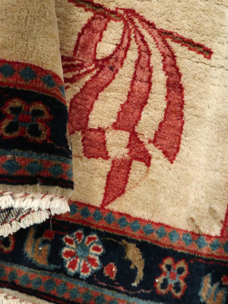 Antique Persian Kashan Flag Pictorial Rug, No.28889 - Gss