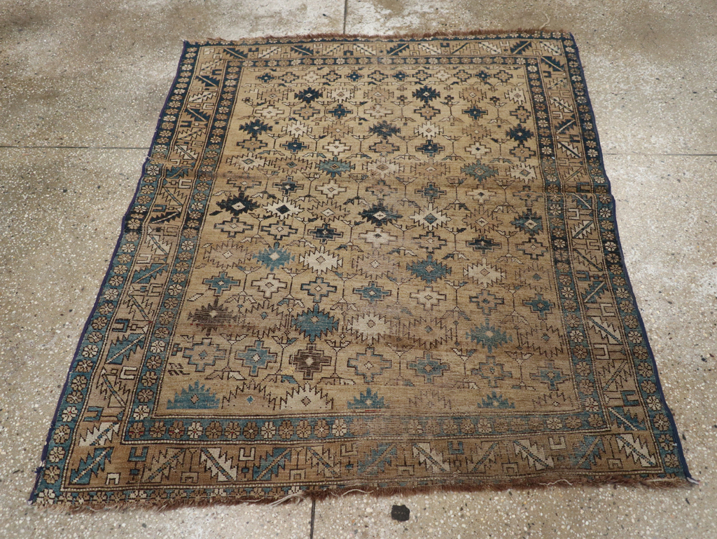 Distressed Antique Caucasian Shirvan Square Accent Rug, No.28894 - Gss