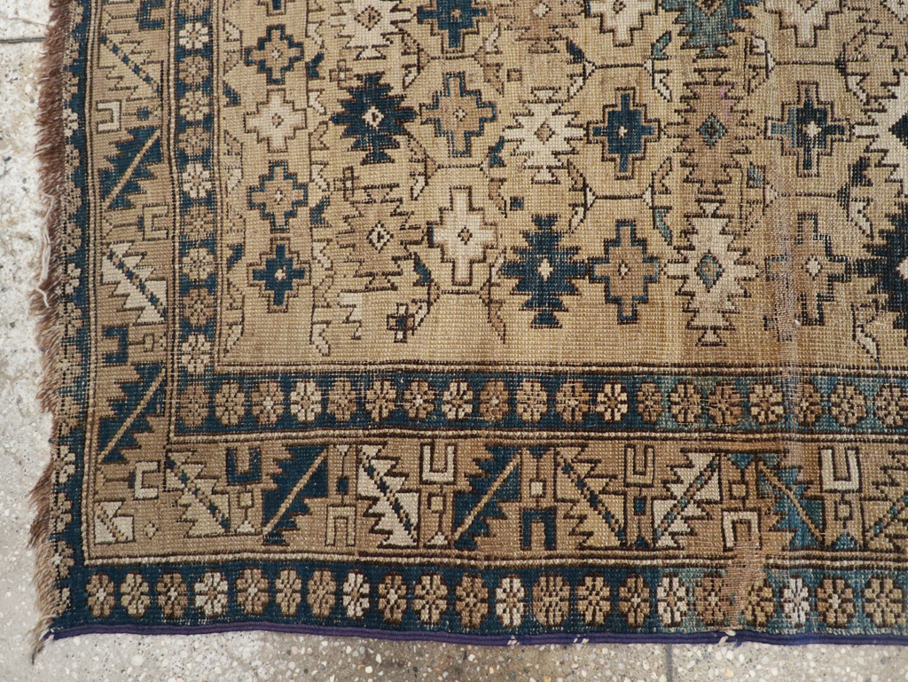 Distressed Antique Caucasian Shirvan Square Accent Rug, No.28894 - Gss