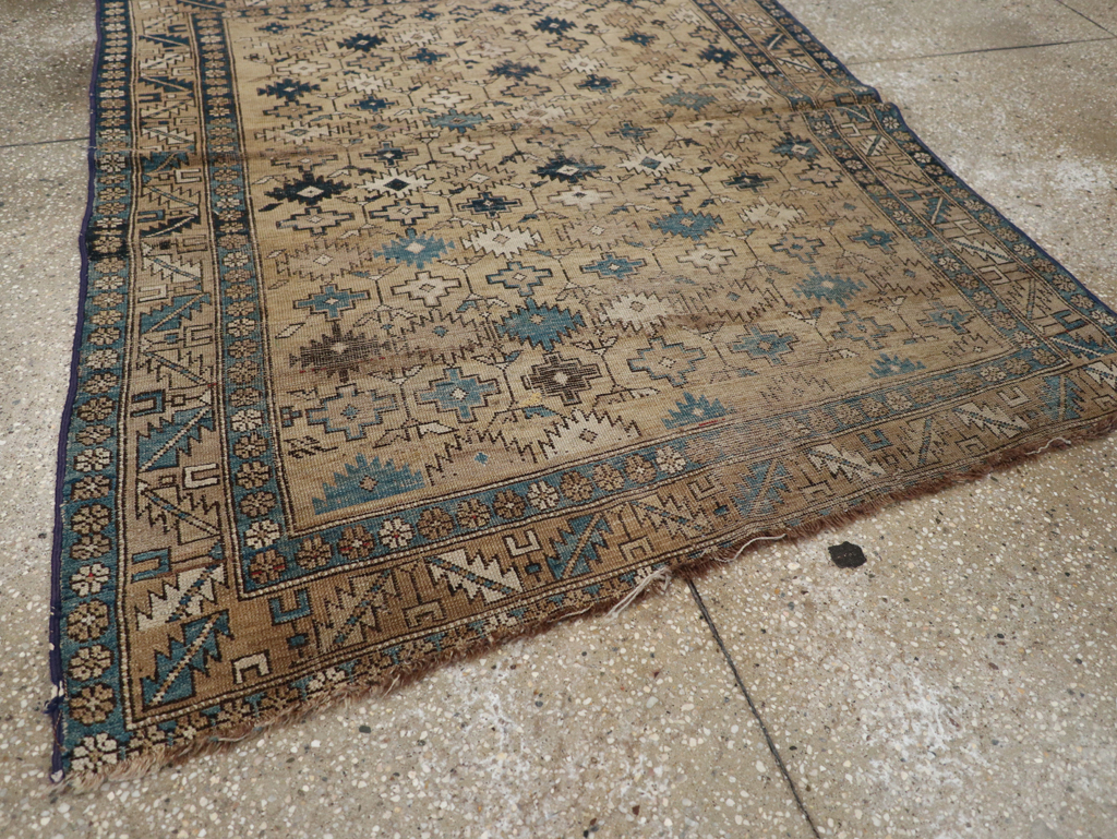 Distressed Antique Caucasian Shirvan Square Accent Rug, No.28894 - Gss