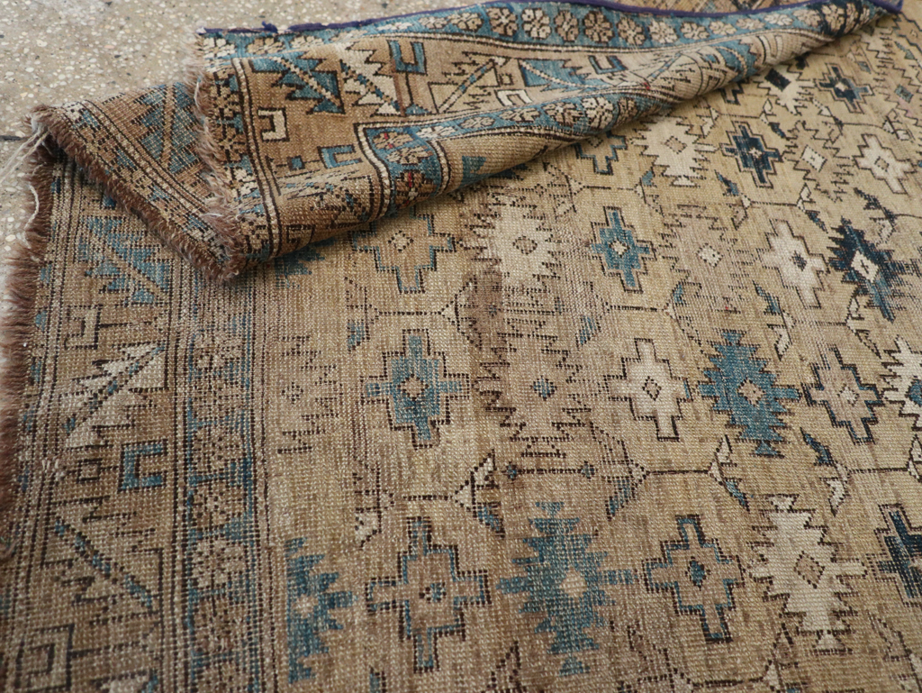 Distressed Antique Caucasian Shirvan Square Accent Rug, No.28894 - Gss