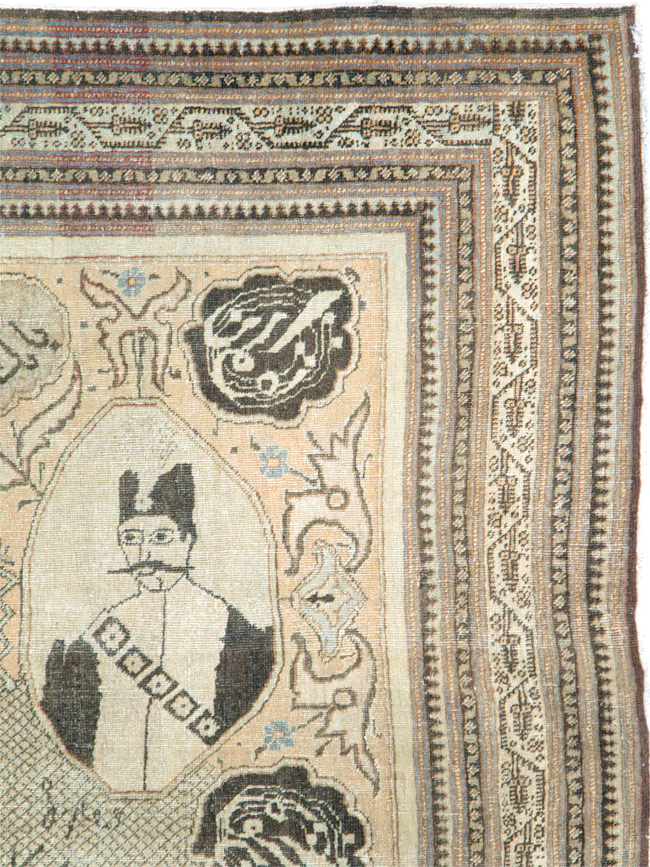 Antique Persian Tabriz Pictorial Rug, No.28901 - Gss