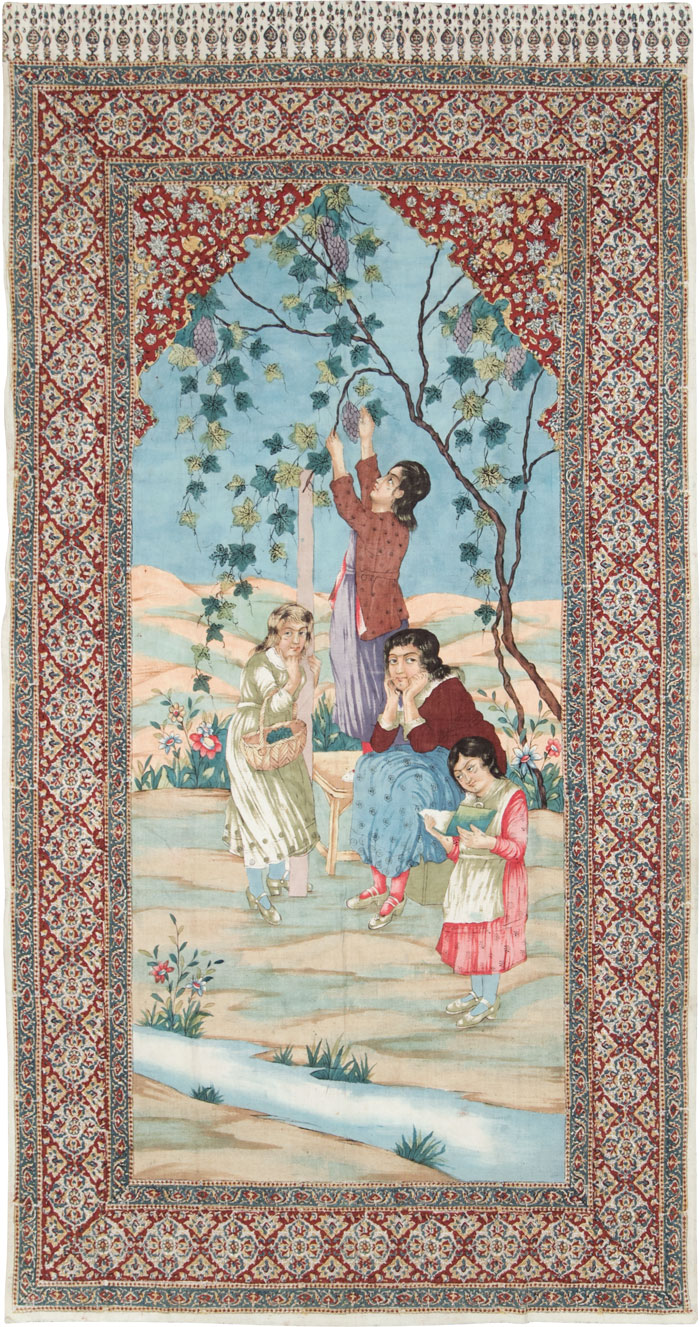 Vintage Persian Isfahan Ghalamkari Textile, No.28904 - Gss