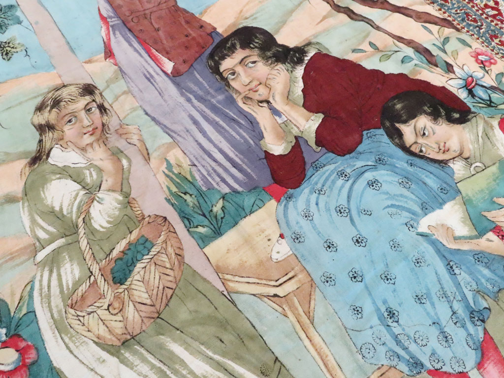 Vintage Persian Isfahan Ghalamkari Textile, No.28904 - Gss