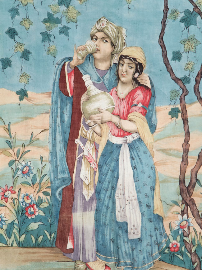 Vintage Persian Isfahan Ghalamkari Textile, No.28905 - Gss