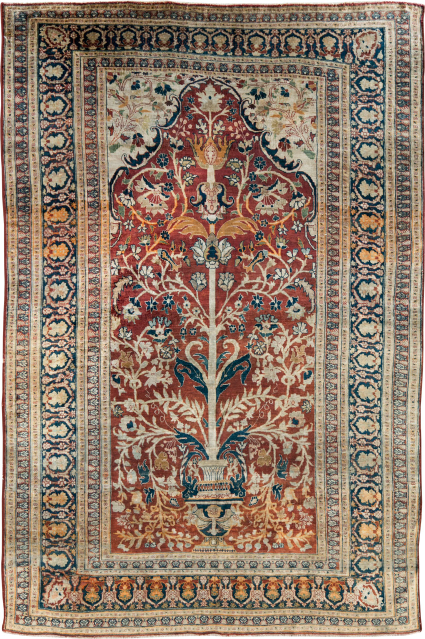 Antique Silk Persian Tabriz Rug, No.28906 - Gss